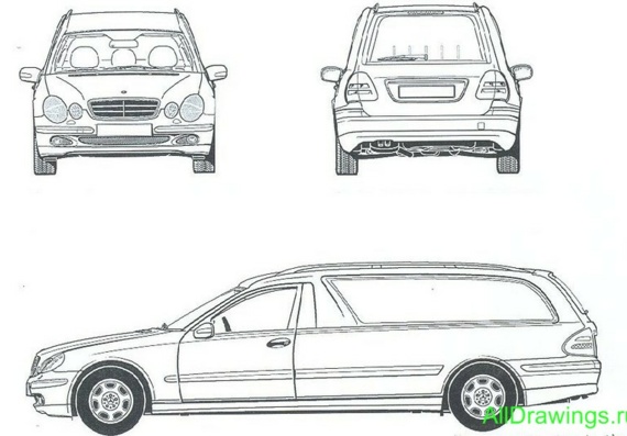 Mercedes-Benz E-Class Hearse (2003) (Hearse) (Mercedes-Benz E-Class Hireis (2003) (Hearth)) - drawings (drawings) of the car